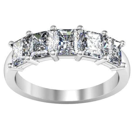 2.00cttw Shared Prong Radiant Cut Diamond Five Stone Ring Five Stone Rings deBebians 