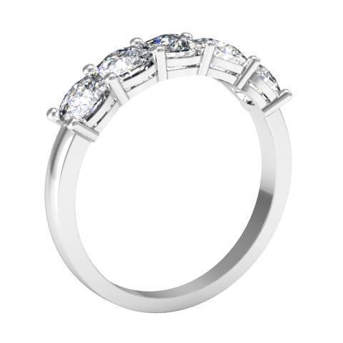 2.00cttw Shared Prong Cushion Cut Diamond Five Stone Ring Five Stone Rings deBebians 