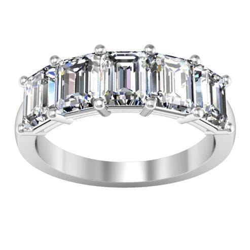 3.00cttw Shared Prong Emerald Cut Diamond Five Stone Ring Five Stone Rings deBebians 