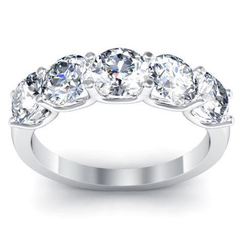 2.00cttw U Prong Round Diamond Five Stone Ring Five Stone Rings deBebians 