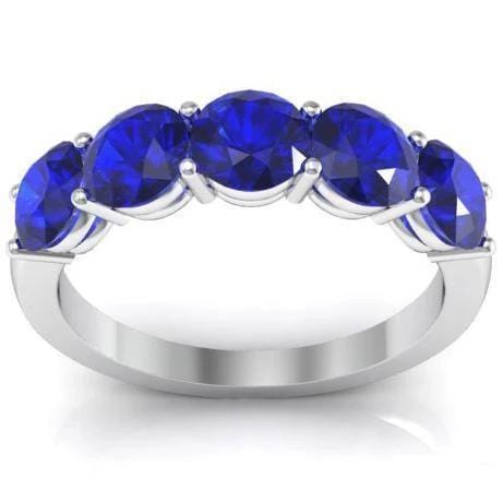 2.00cttw Shared Prong Blue Sapphire Five Stone Ring Five Stone Rings deBebians 