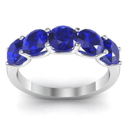 2.00cttw U Prong Blue Sapphire Five Stone Band Five Stone Rings deBebians 