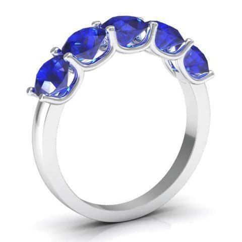 2.00cttw U Prong Blue Sapphire Five Stone Band Five Stone Rings deBebians 