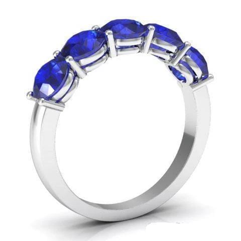 2.00cttw Shared Prong Blue Sapphire Five Stone Ring Five Stone Rings deBebians 