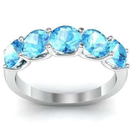 2.00cttw U Prong Aquamarine Five Stone Ring Five Stone Rings deBebians 