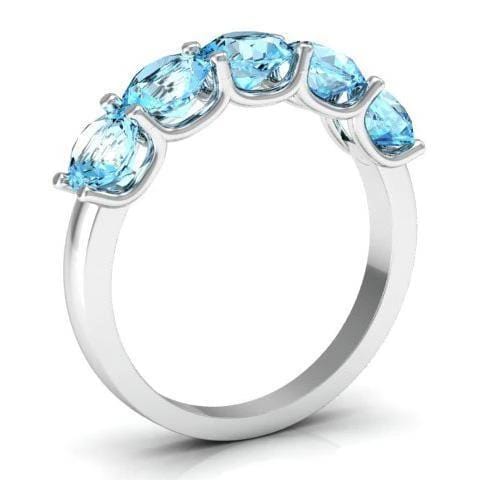 2.00cttw U Prong Aquamarine Five Stone Ring Five Stone Rings deBebians 