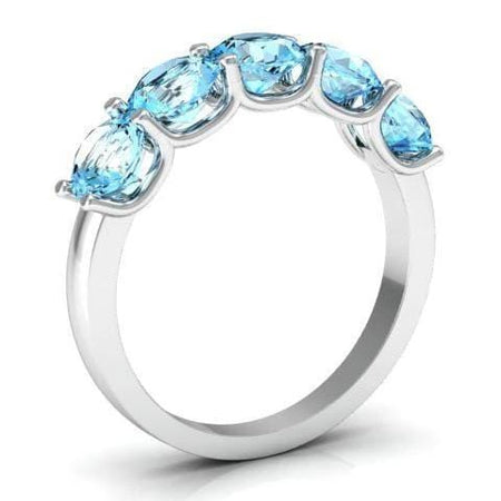 2.00cttw U Prong Aquamarine Five Stone Ring Five Stone Rings deBebians 