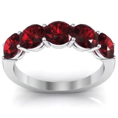 2.00cttw Shared Prong Garnet Five Stone Ring Five Stone Rings deBebians 