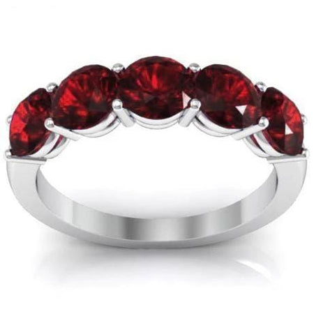 2.00cttw Shared Prong Garnet Five Stone Ring Five Stone Rings deBebians 