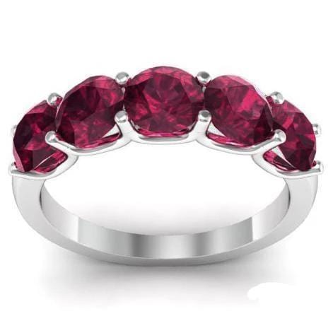 2.00cttw U Prong Garnet Five Stone Band Five Stone Rings deBebians 