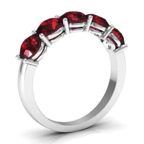 2.00cttw Shared Prong Garnet Five Stone Ring Five Stone Rings deBebians 