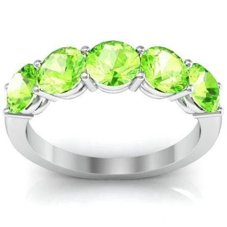 2.00cttw Shared Prong Five Stone Peridot Ring Five Stone Rings deBebians 