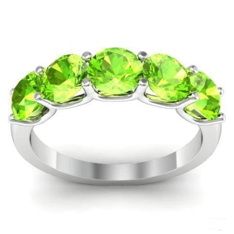 2.00cttw U Prong Five Stone Peridot Band Five Stone Rings deBebians 