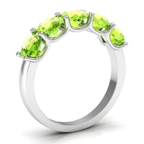 2.00cttw U Prong Five Stone Peridot Band Five Stone Rings deBebians 