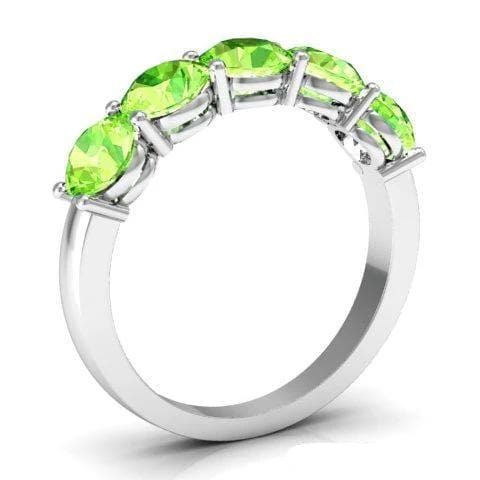 2.00cttw Shared Prong Five Stone Peridot Ring Five Stone Rings deBebians 