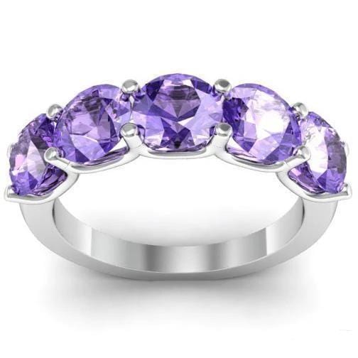 3.00cttw U Prong Amethyst Five Stone Band Five Stone Rings deBebians 