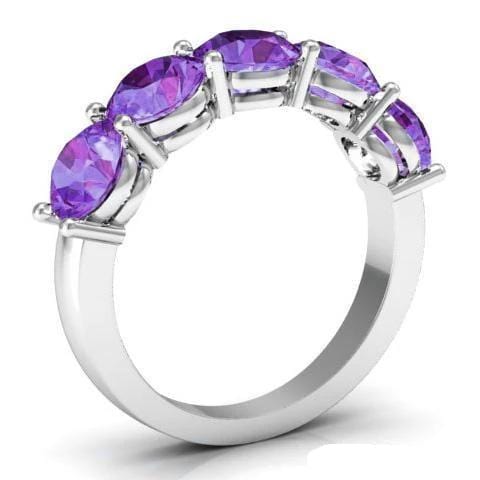 3.00cttw Shared Prong Amethyst Five Stone Ring Five Stone Rings deBebians 