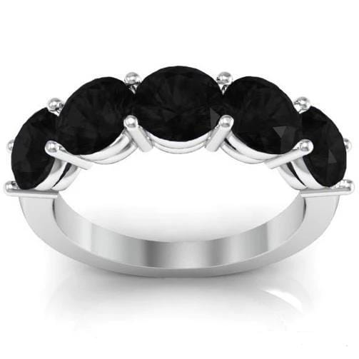 3.00cttw Shared Prong Black Diamond Five Stone Ring Five Stone Rings deBebians 