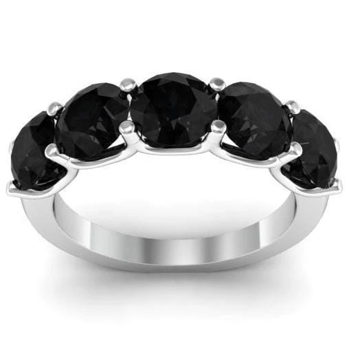 3.00cttw U Prong Black Diamond Five Stone Band Five Stone Rings deBebians 