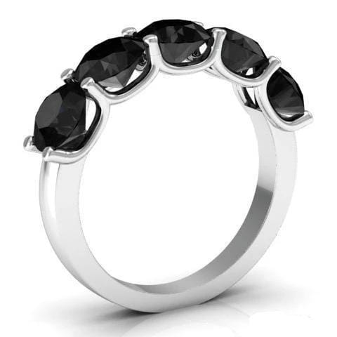 3.00cttw U Prong Black Diamond Five Stone Band Five Stone Rings deBebians 