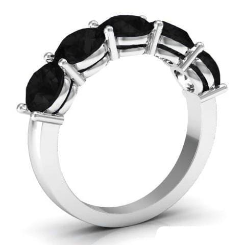 3.00cttw Shared Prong Black Diamond Five Stone Ring Five Stone Rings deBebians 
