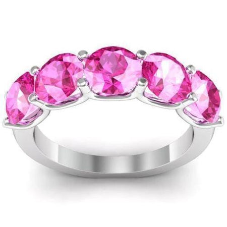 3.00cttw U Prong Pink Sapphire Five Stone Band Five Stone Rings deBebians 