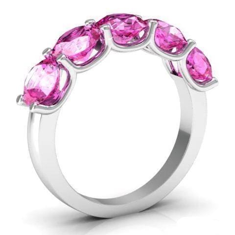 3.00cttw U Prong Pink Sapphire Five Stone Band Five Stone Rings deBebians 