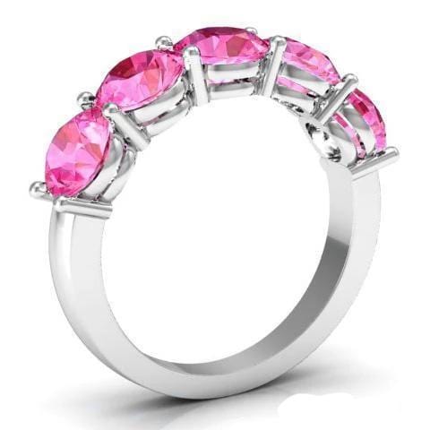 3.00cttw Shared Prong Pink Sapphire Five Stone Ring Five Stone Rings deBebians 