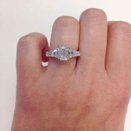 Five Stone Ring with Trapezoids and Bullet Diamonds Diamond Accented Engagement Rings deBebians 