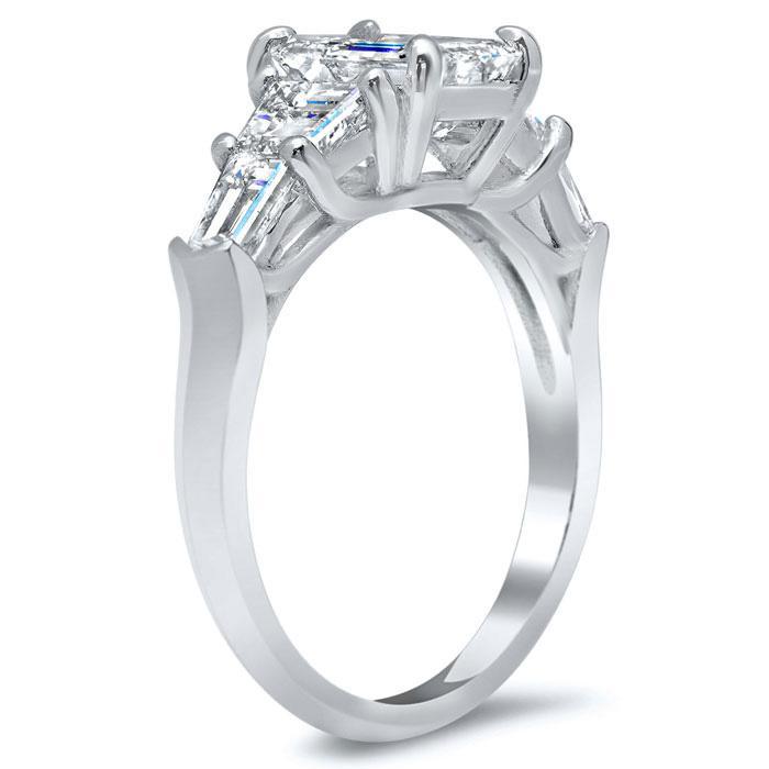 Five Stone Ring with Trapezoids and Bullet Diamonds Diamond Accented Engagement Rings deBebians 