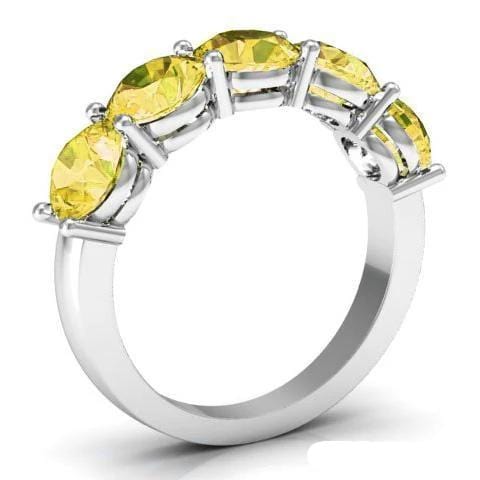 3.00cttw Shared Prong Yellow Sapphire Five Stone Ring Five Stone Rings deBebians 