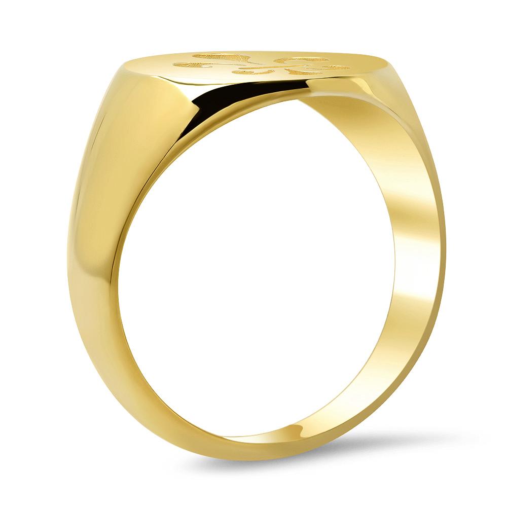 Fleur de lis Signet Ring for Ladies - Shown in Yellow Gold, Side View