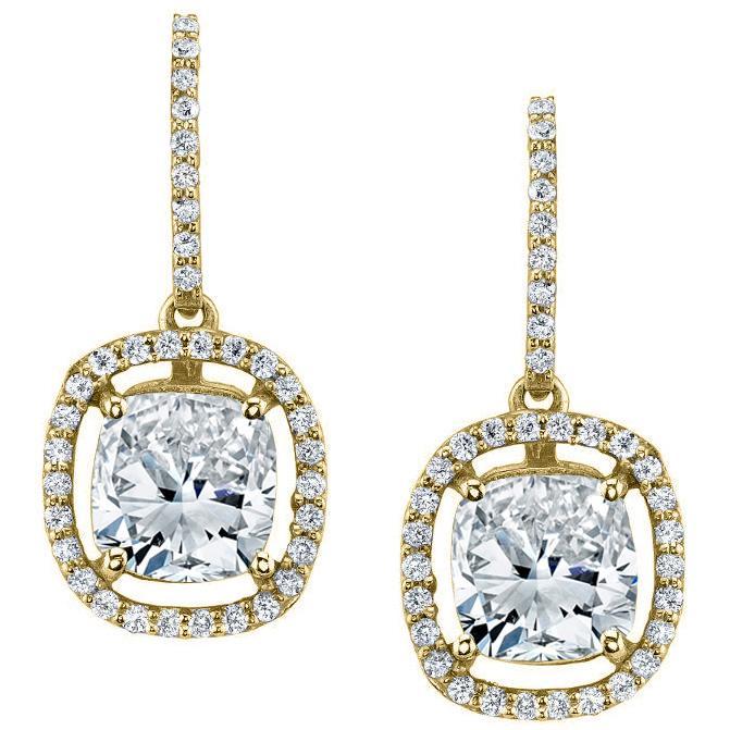 Floating Diamond Halo Drop Earrings Diamond Halo Earrings deBebians 