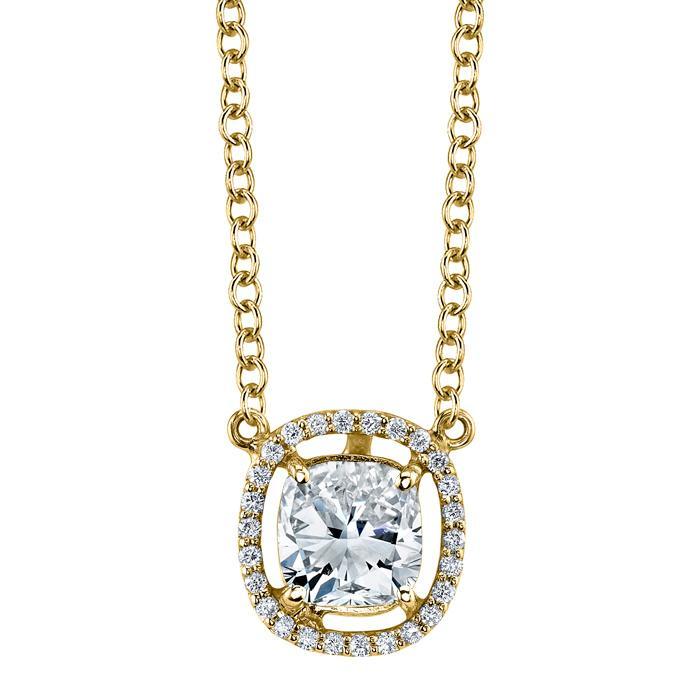 Floating Diamond Halo Pendant Diamond Necklaces deBebians 