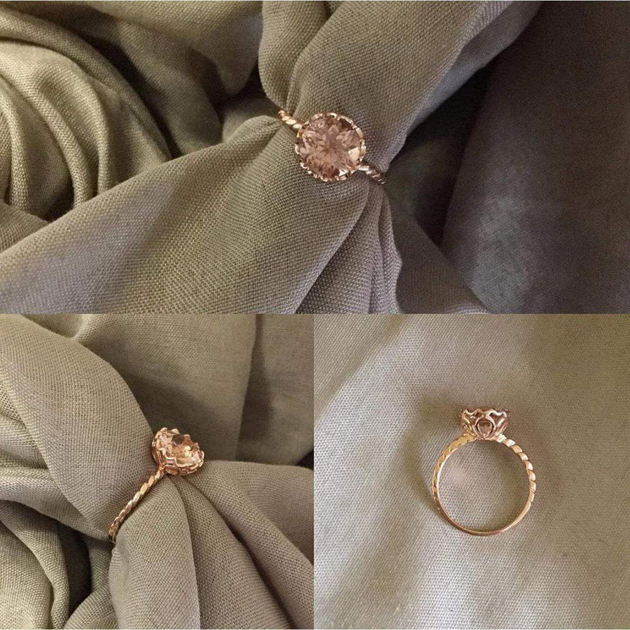 Floral Morganite Solitaire Engagement Ring Rose Gold & Morganite Engagement Rings deBebians 