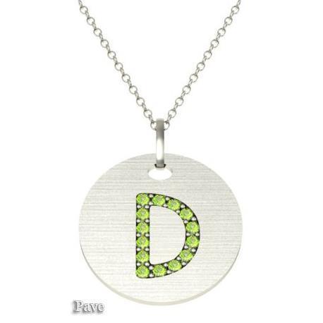 Gold Birthstone Initial Pendant Necklace Necklaces deBebians 14k White Gold Peridot Pave
