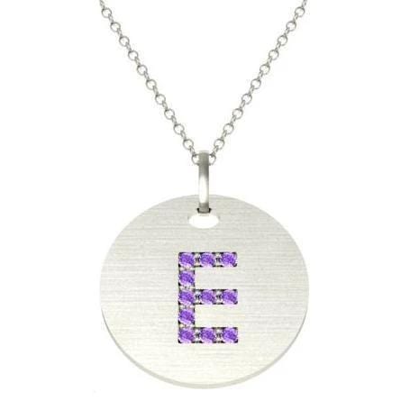 Gold Birthstone Initial Pendant Necklace Necklaces deBebians 14k White Gold Amethyst Pave