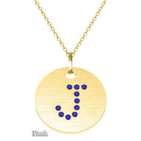 Blue Sapphire Initial Pendant Neckace Personalized Necklaces deBebians 