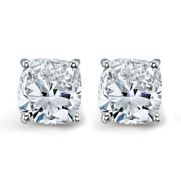 Forever One Moissanite Cushion Cut Earrings Moissanite Earrings deBebians 