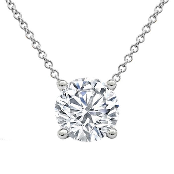 Forever One Floating Round Solitaire Pendant Moissanite Necklaces deBebians 