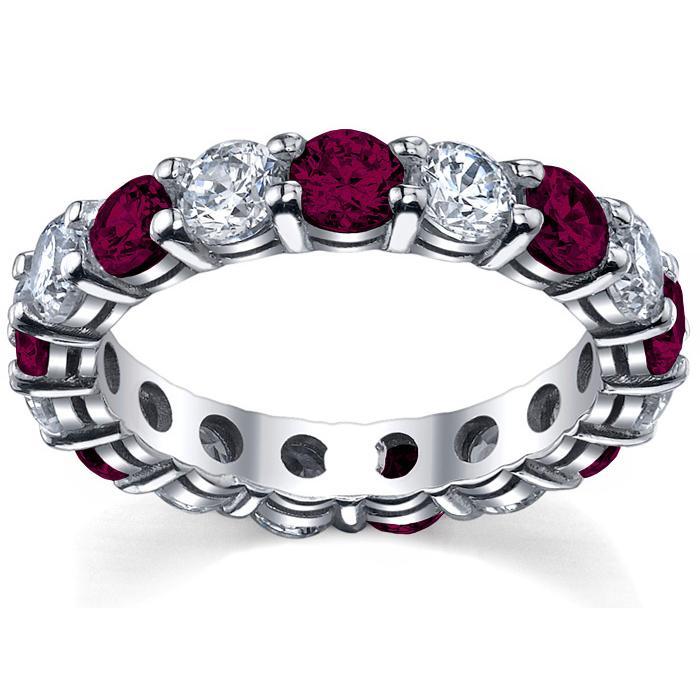 Garnet and Diamond Anniversary Band Gemstone Eternity Rings deBebians 