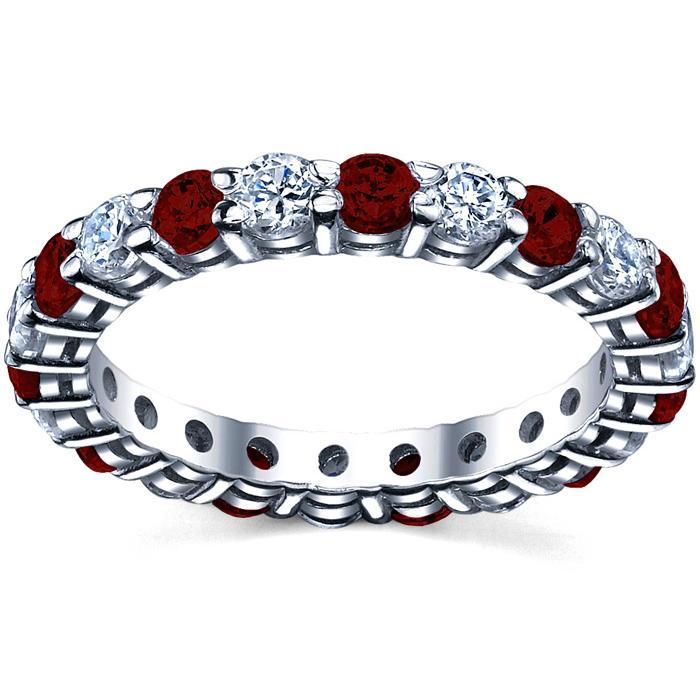 Garnet and Diamond Birthstone Eternity Band Gemstone Eternity Rings deBebians 