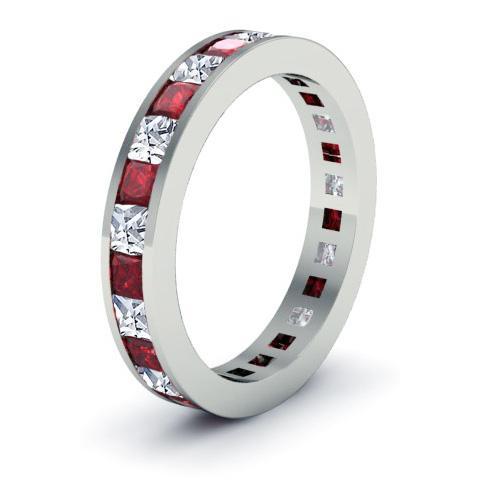 Garnet and Diamond Eternity Wedding Ring Gemstone Eternity Rings deBebians 