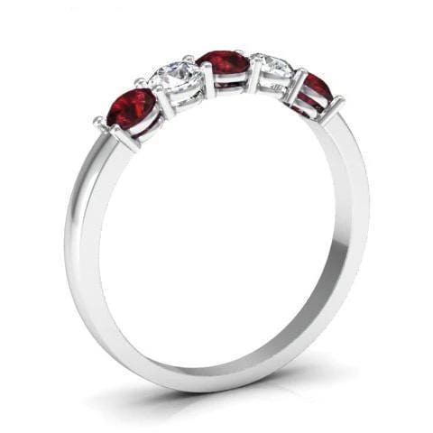 0.50cttw Shared Prong Garnet and Diamond Five Stone Ring Five Stone Rings deBebians 