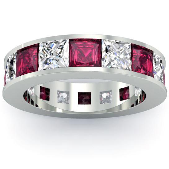 Garnet and Diamond Gemstone Eternity Anniversary Ring Gemstone Eternity Rings deBebians 