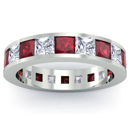 Garnet and Diamond Gemstone Eternity Band Gemstone Eternity Rings deBebians 