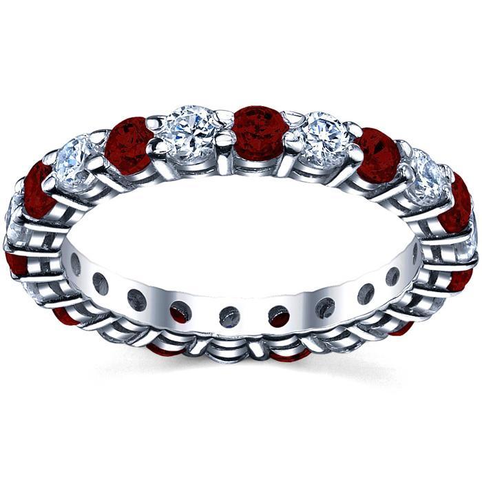 Garnet Birthstone Eternity Ring with Diamonds Gemstone Eternity Rings deBebians 