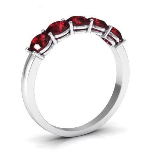 1.00cttw Shared Prong Garnet Five Stone Ring Five Stone Rings deBebians 