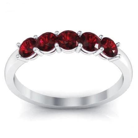 0.50cttw Shared Prong Garnet Five Stone Ring Five Stone Rings deBebians 