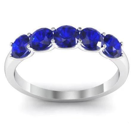 1.00cttw U Prong Blue Sapphire Five Stone Band Five Stone Rings deBebians 